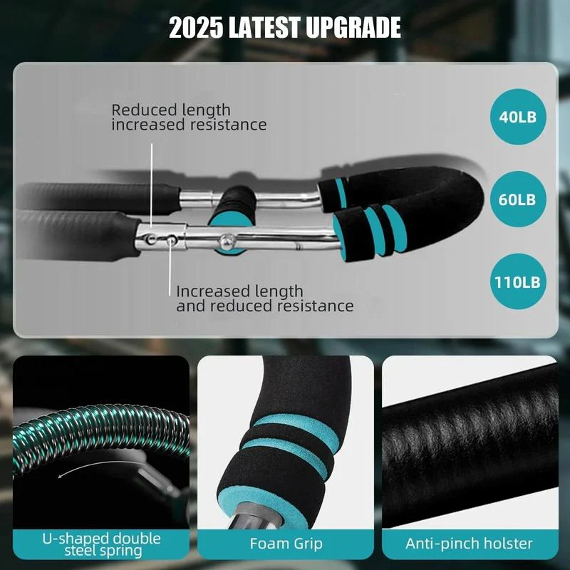 📢📢60% de réduction !! ⏰Barre lestée réglable 60–110 lb – Entraîneur de bras & pectoraux portable pour fitness à domicile ! ✨🔥 - Image 4