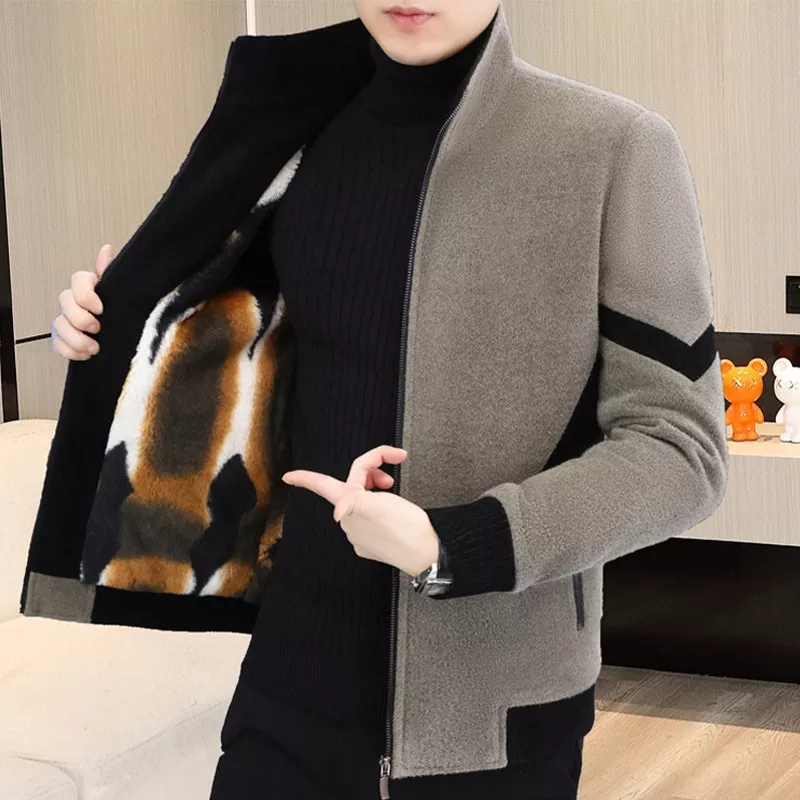📢📢60 % DE RÉDUCTION !!! ✨Veste zippée décontractée en fausse laine pour homme
