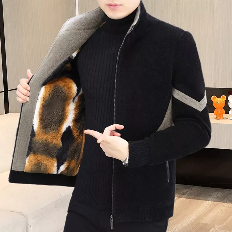 📢📢60 % DE RÉDUCTION !!! ✨Veste zippée décontractée en fausse laine pour homme - Image 7