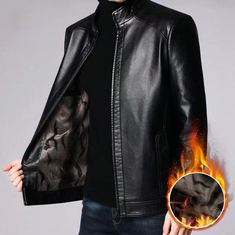 📢📢60 % de réduction !!⏰Veste Chaude en Cuir avec Doublure en Peluche pour Homme