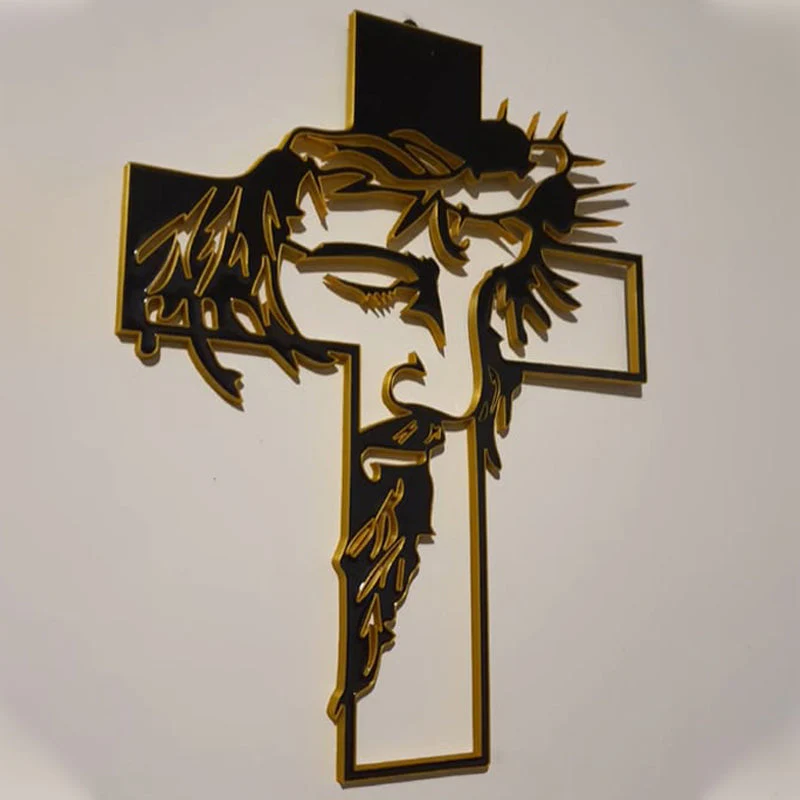 🔥 50% DE RÉDUCTION ! ✨ Décoration Murale Croix Métallique Jésus - Art Religieux en Fer Découpé, Symbolisme Spirituel, Installation Facile pour Intérieur ✝️🕊️ - Image 3