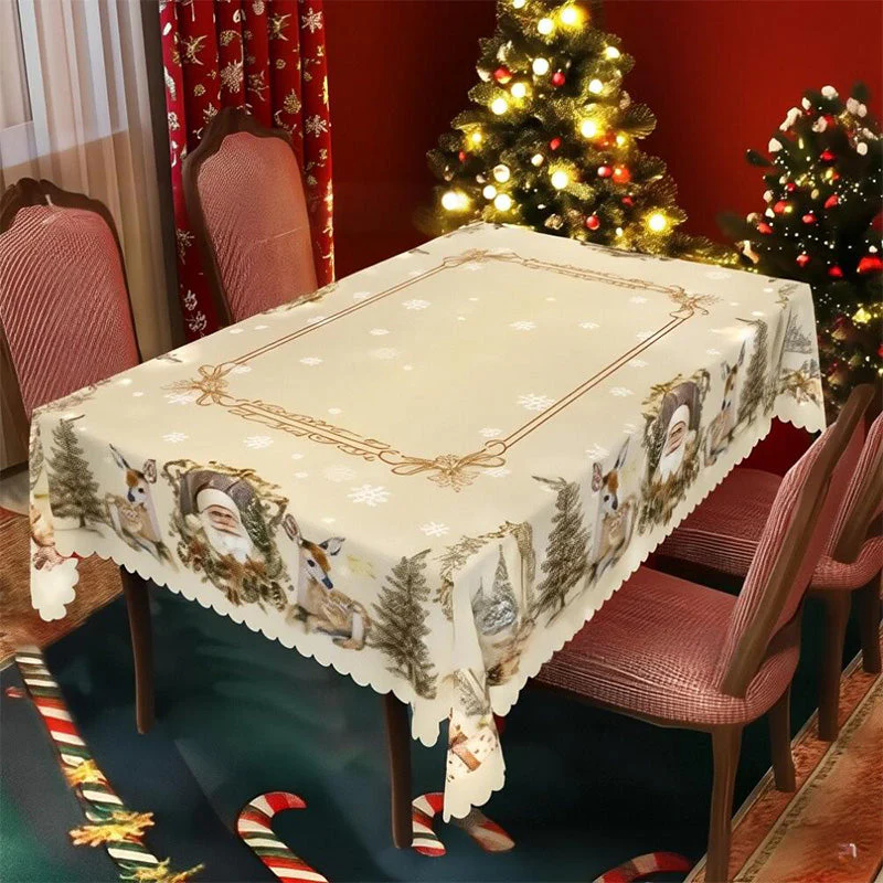 🔥 55% DE RÉDUCTION ! ✨ Nappe de Noël Classique - Motifs Festifs Variés, Tissu Polyester Résistant aux Taches, Tailles Adaptées à Toutes les Tables 🎄🍽️ - Image 11