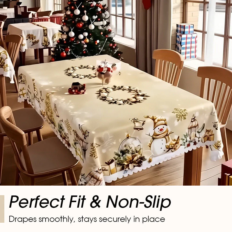 🔥 55% DE RÉDUCTION ! ✨ Nappe de Noël Classique - Motifs Festifs Variés, Tissu Polyester Résistant aux Taches, Tailles Adaptées à Toutes les Tables 🎄🍽️ - Image 4