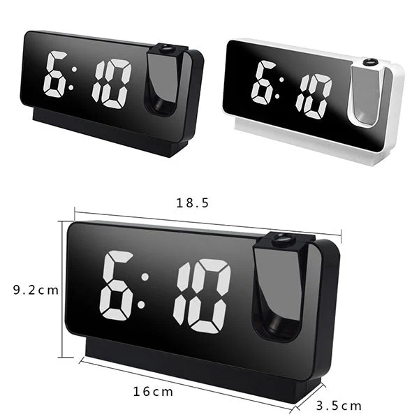 📢📢60 % de réduction !! ⏰ Réveil à Projection Miroir – Ultra-Clair, Double Alarme & Port USB de Charge - Image 9