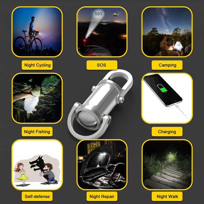✨✨💡Vente chaude 70% de réduction 🔥 1200lm super lumineux Mini porte - clés lampe de poche étanche - Image 5