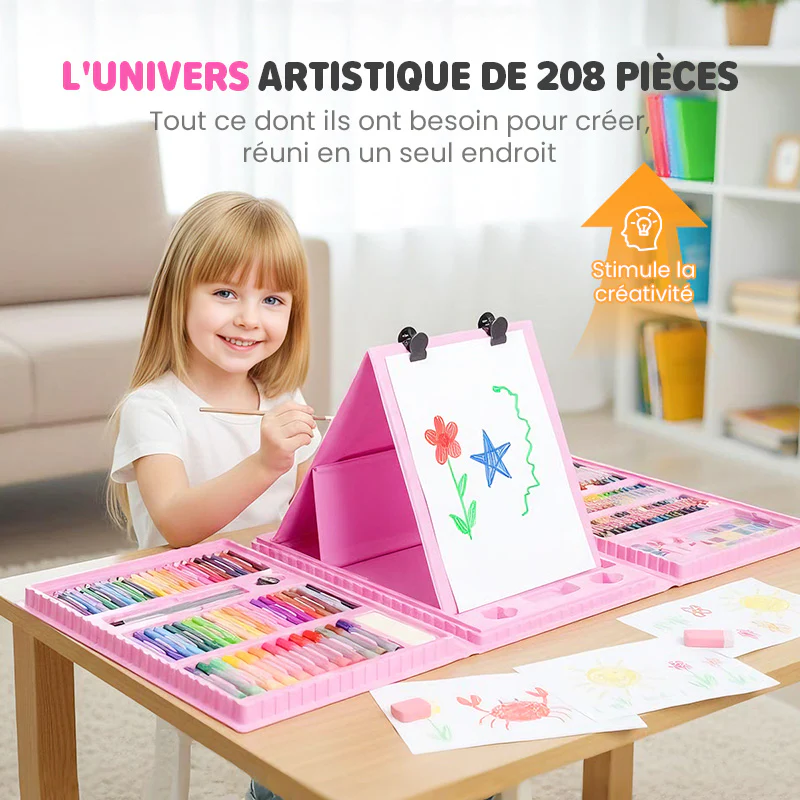 📢📢60% DE RÉDUCTION !!! ✨ Kit Artistique 6-en-1 Enfant - 208 Pièces, Chevalet Double Face, Matériaux Sûrs, Idéal pour Développer la Créativité 🎨✨ - Image 2