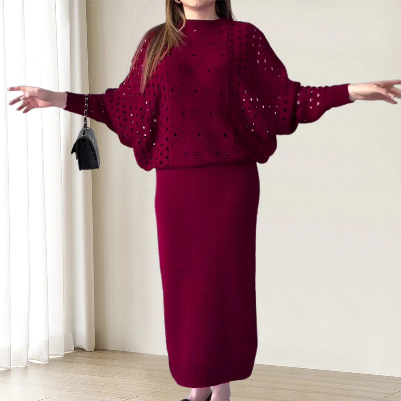 🍁Nouvelles arrivées d'automne💕Ensemble tricoté top à manches longues ajouré & robe sans manches - Image 8
