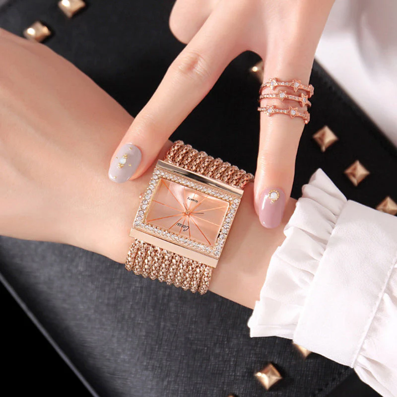 📢📢50 % de réduction !✨Montre carrée pour femme avec quartz et strass - Image 2