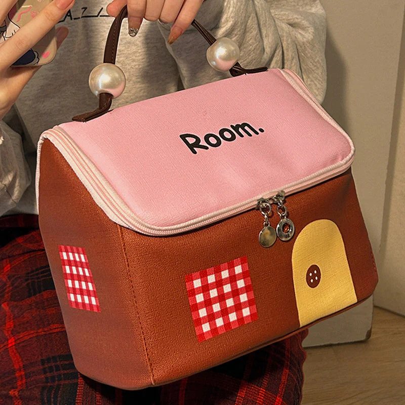 📢📢50 % de réduction !! ⏰Trousse à maquillage portable en forme de maison colorée à grande capacité - Image 2