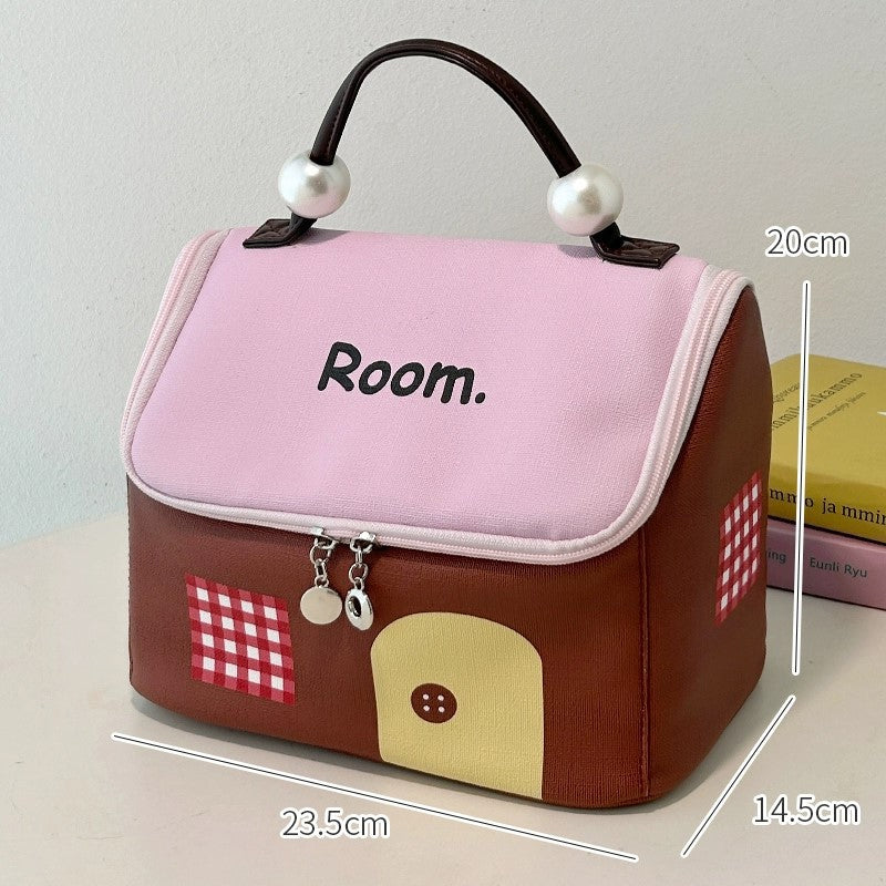 📢📢50 % de réduction !! ⏰Trousse à maquillage portable en forme de maison colorée à grande capacité - Image 7