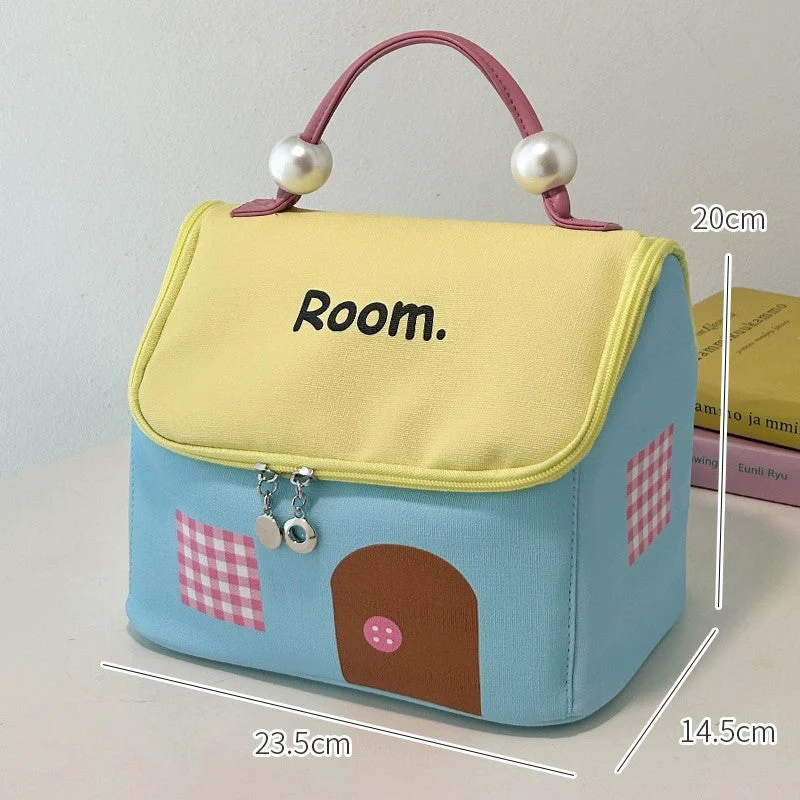 📢📢50 % de réduction !! ⏰Trousse à maquillage portable en forme de maison colorée à grande capacité - Image 8