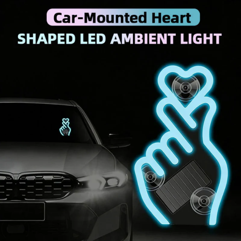 📢📢50 % de réduction !! ⏰Lampe LED solaire pour voiture en forme de geste cœur