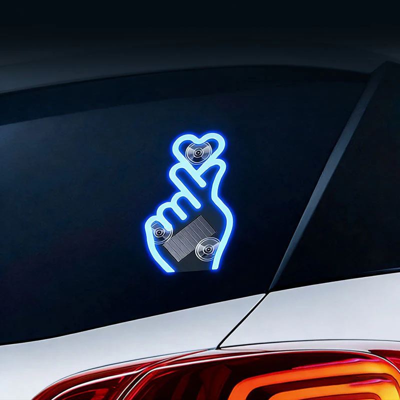 📢📢50 % de réduction !! ⏰Lampe LED solaire pour voiture en forme de geste cœur - Image 13