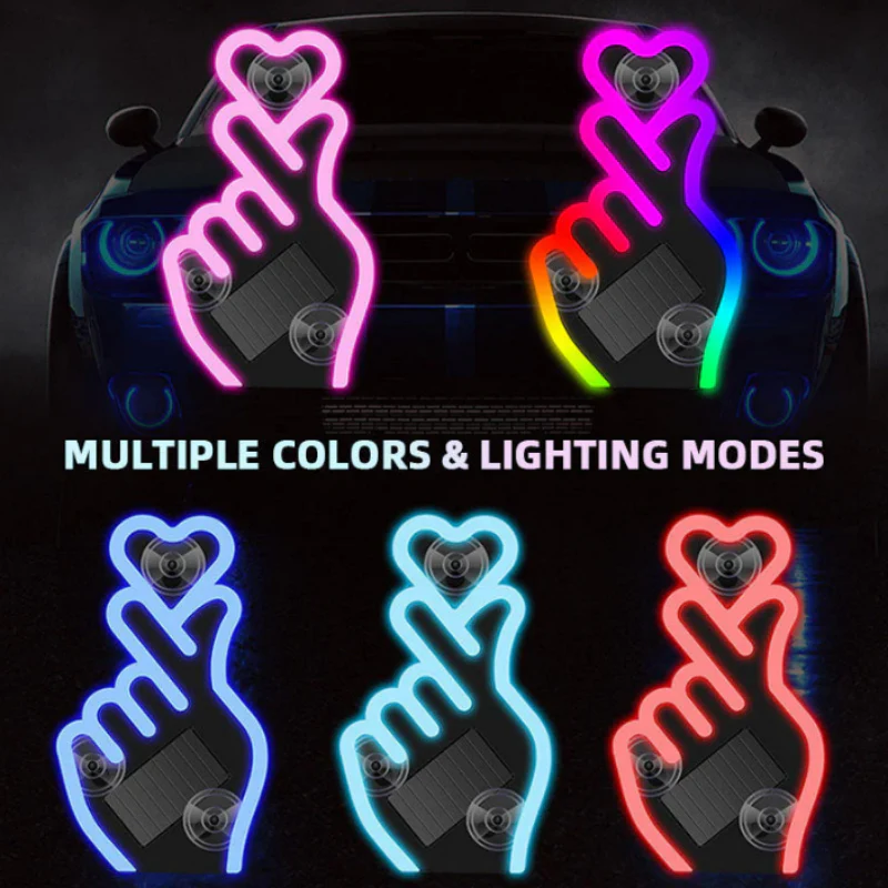 📢📢50 % de réduction !! ⏰Lampe LED solaire pour voiture en forme de geste cœur - Image 5