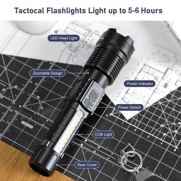 💥LAST DAY SALE 50% OFF💥Outdoor lighting white laser flashlight with cob warning side work light - Image 7