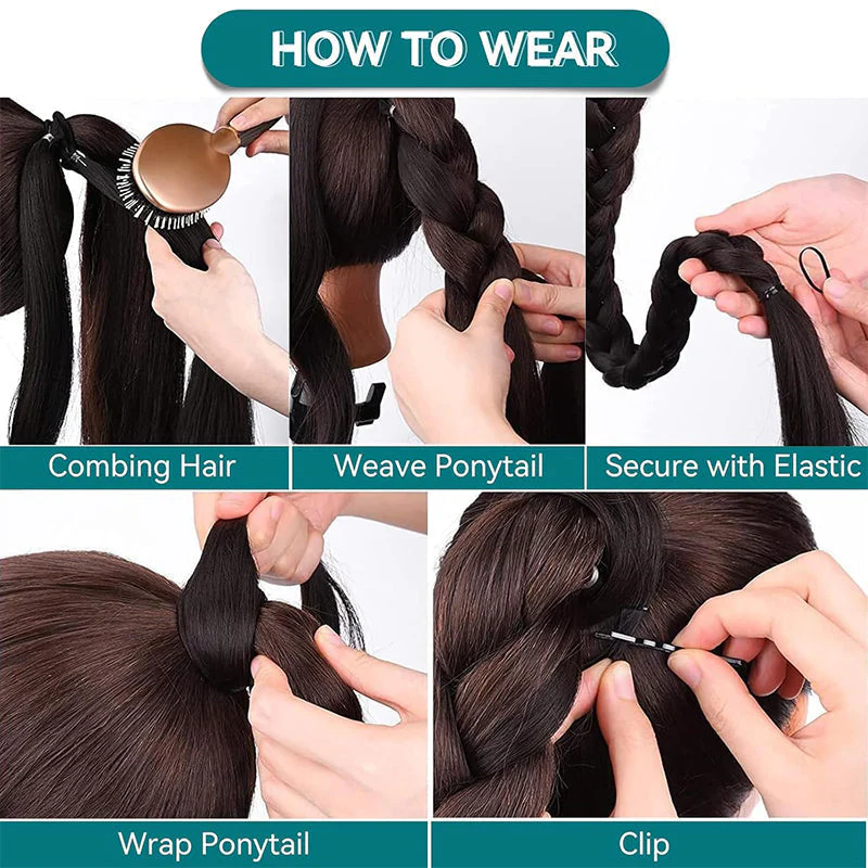 đąđą50 % de rĂ©duction !!!âšExtension lĂ©gĂšre pour queue de cheval longue tressĂ©e pour femmes - Image 8