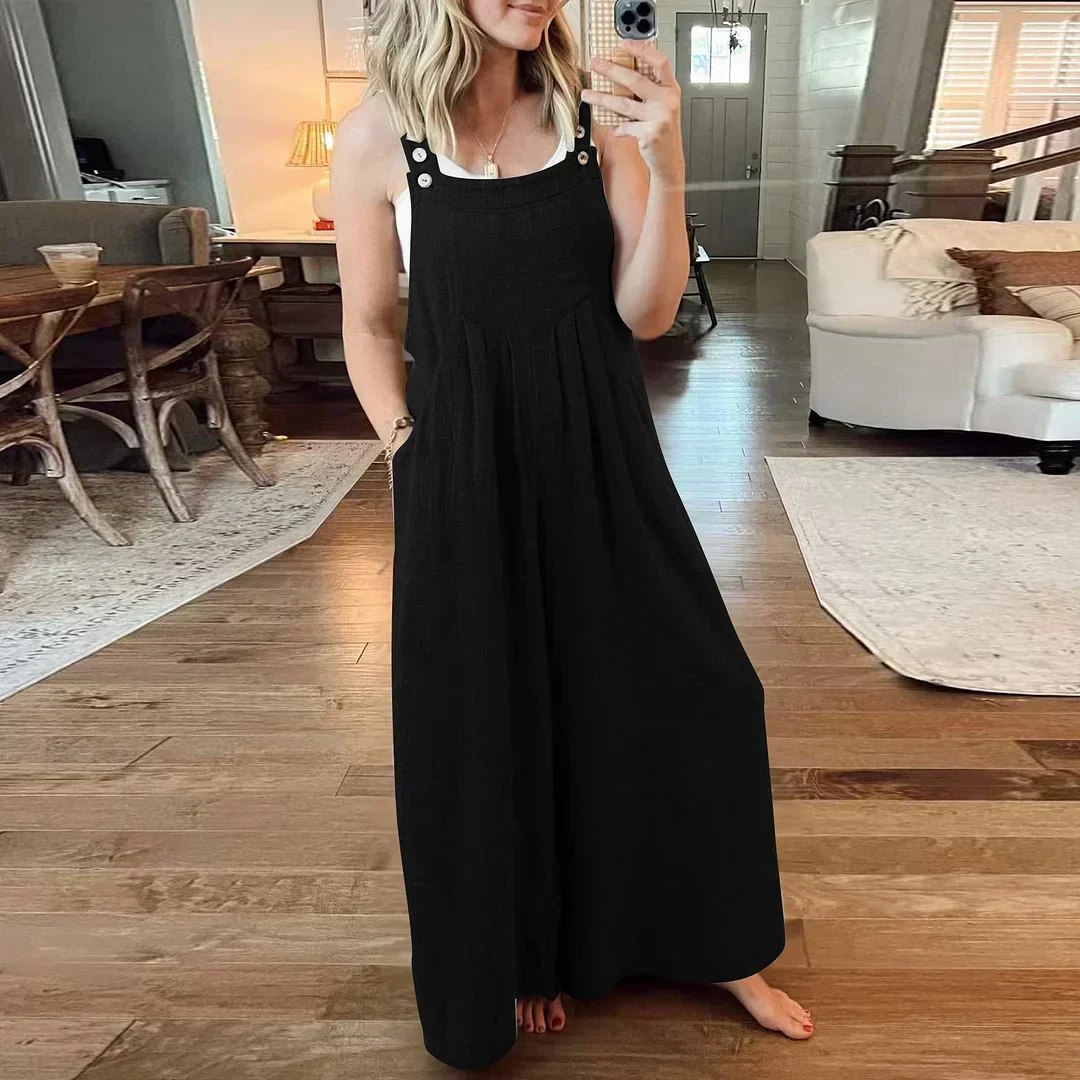 ⏳Réduction limitée de 50%🎁 Combinaison sans manches pour femmes avec jambes larges et poches - Image 6