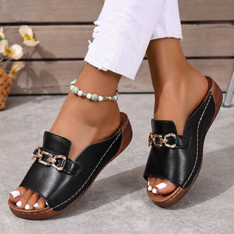 📢👡62% de réduction pour une durée limitée✨Orthopedic sandales avec boucle d'or - Image 5