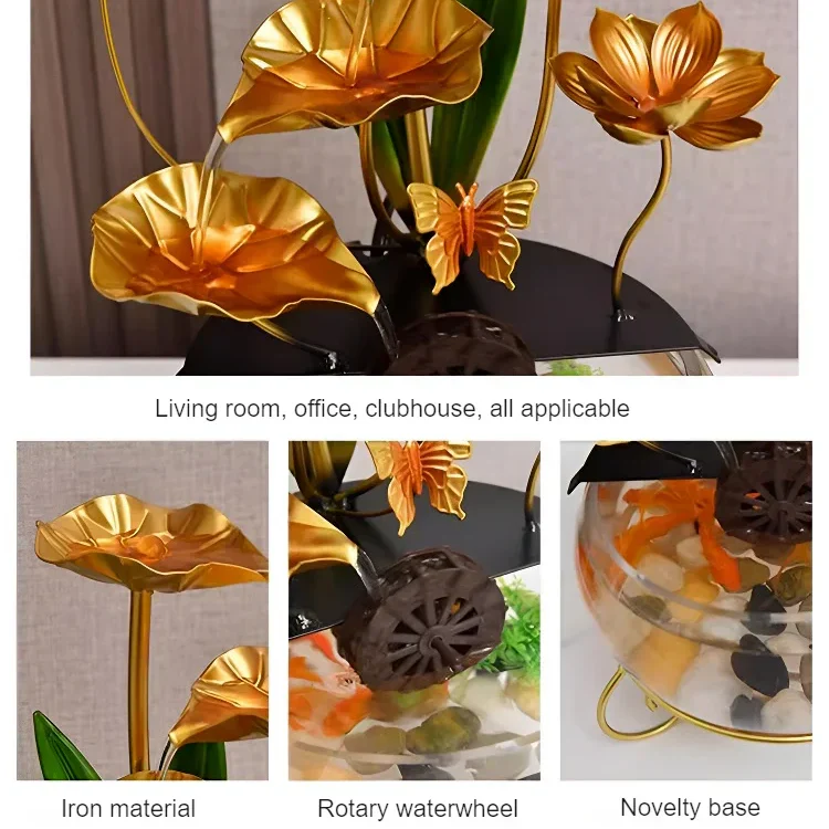 Ornement de luxe créatif en forme d'aquarium avec lotus - Image 2