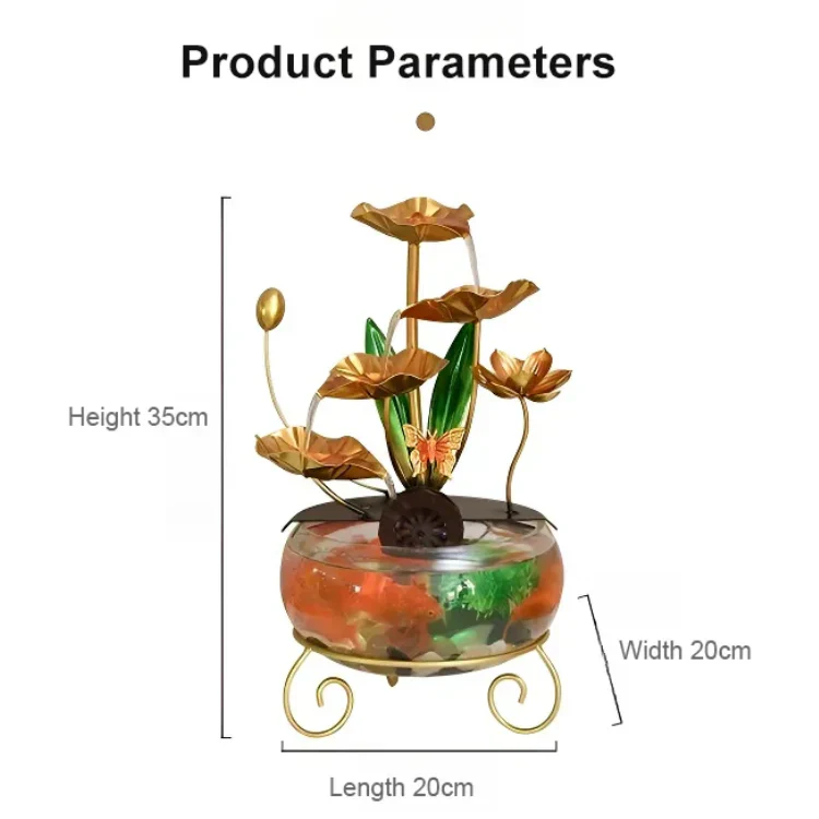 Ornement de luxe créatif en forme d'aquarium avec lotus - Image 7