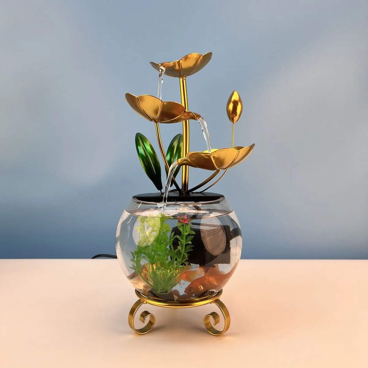 Ornement de luxe créatif en forme d'aquarium avec lotus - Image 8