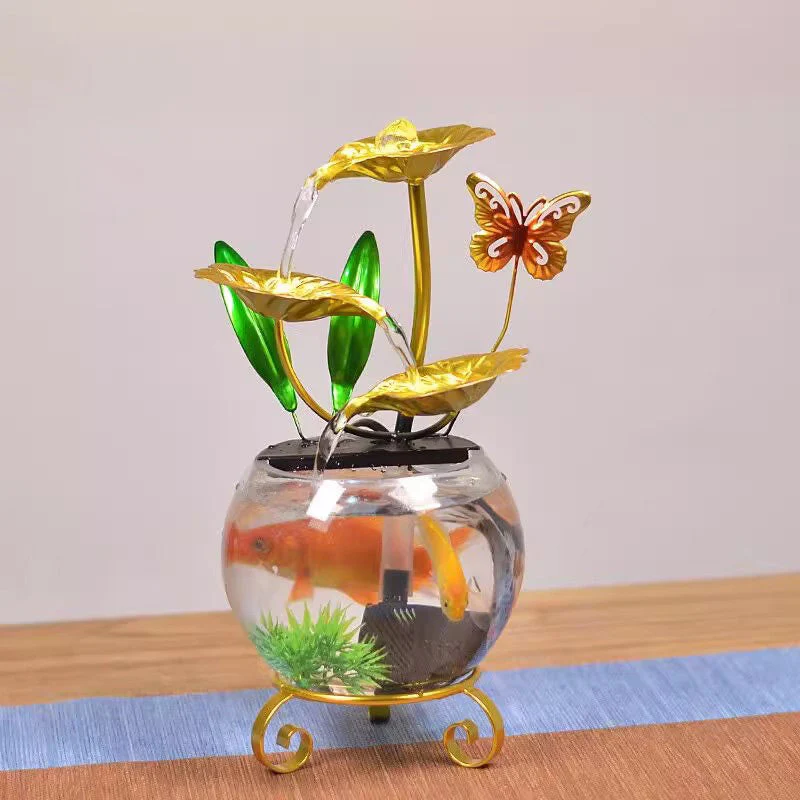 Ornement de luxe créatif en forme d'aquarium avec lotus - Image 9