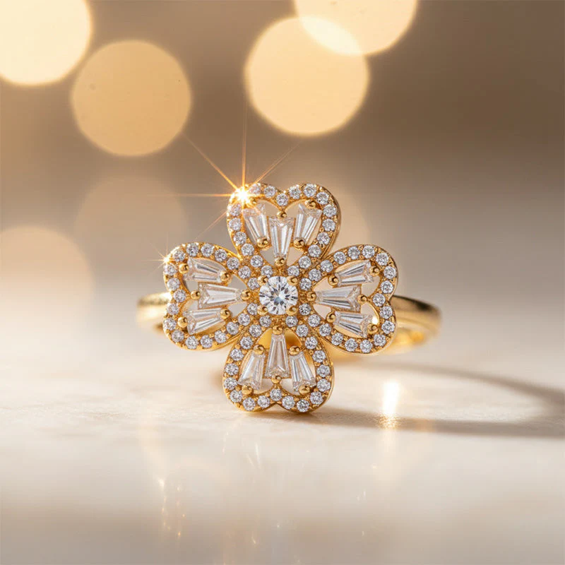 📢📢50 % de réduction !! ⏰Bague tournante trèfle à quatre feuilles porte-bonheur - Image 11