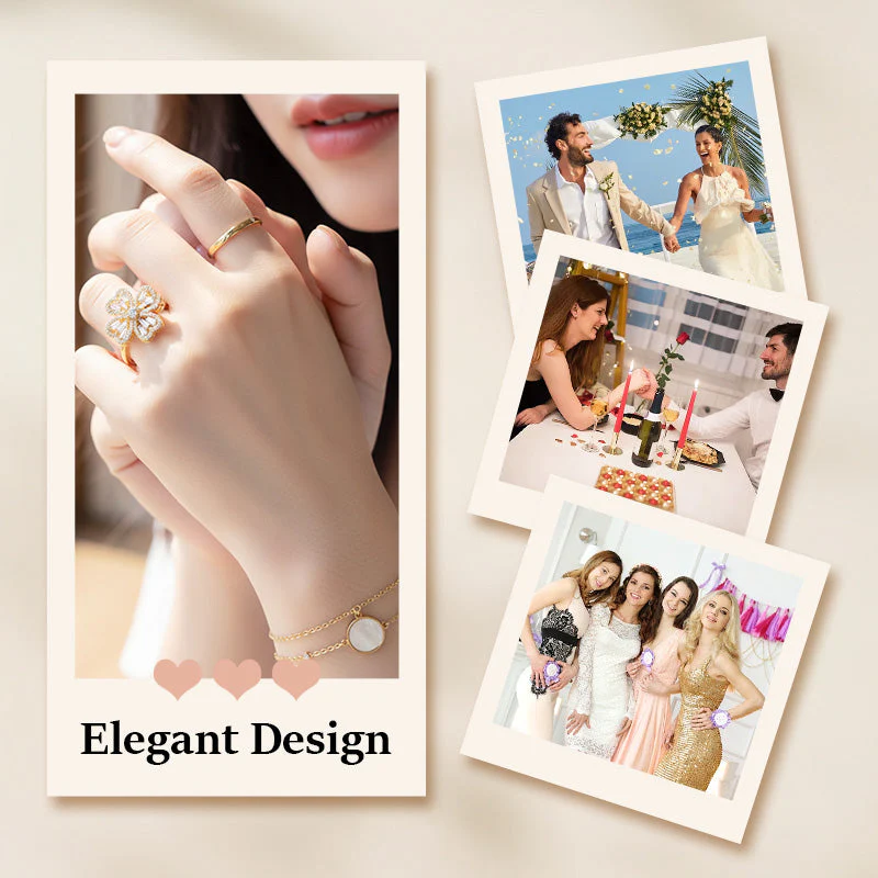 📢📢50 % de réduction !! ⏰Bague tournante trèfle à quatre feuilles porte-bonheur - Image 3
