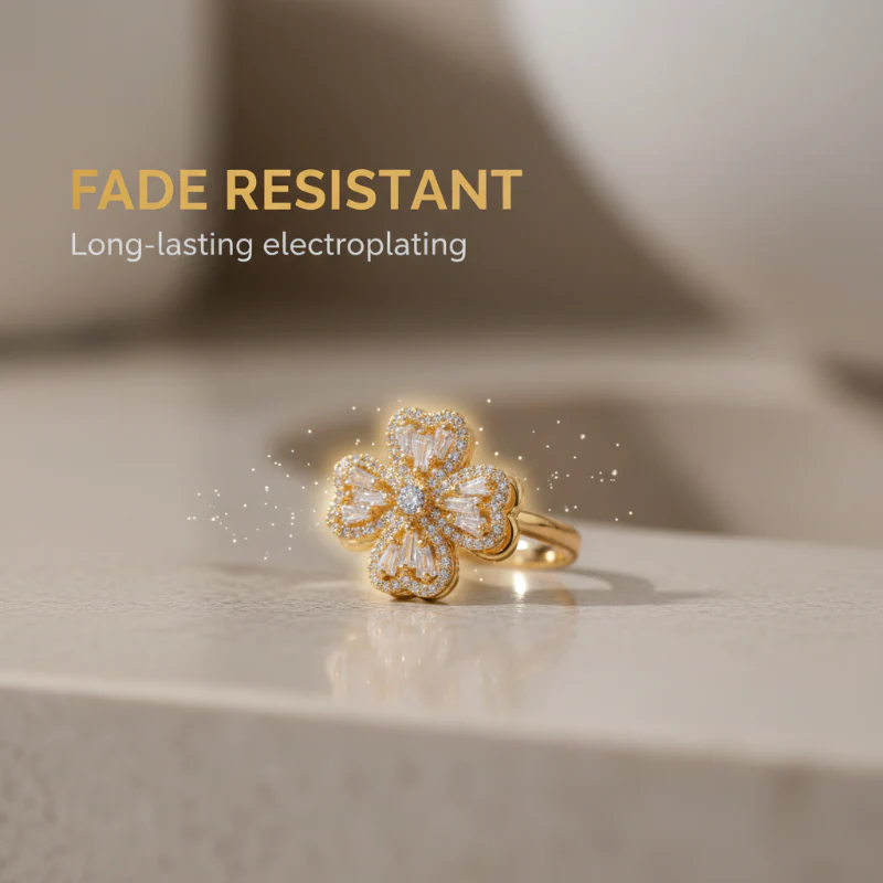📢📢50 % de réduction !! ⏰Bague tournante trèfle à quatre feuilles porte-bonheur - Image 8
