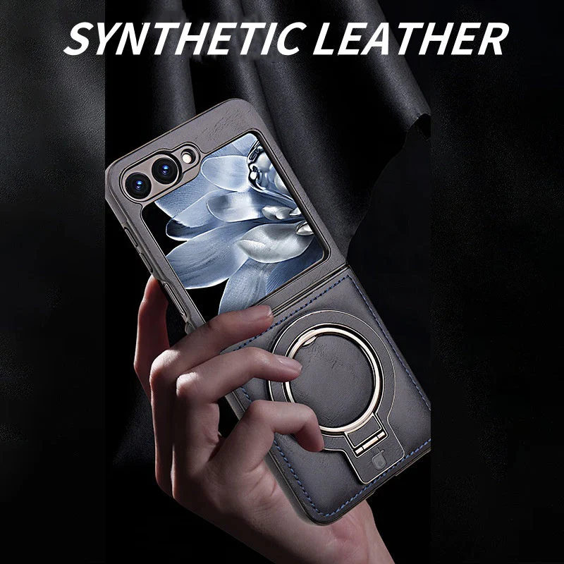 ✨Luxury PU Leather Magnetic Phone Case with Ring Stand for Galaxy Z Flip Series - Image 2