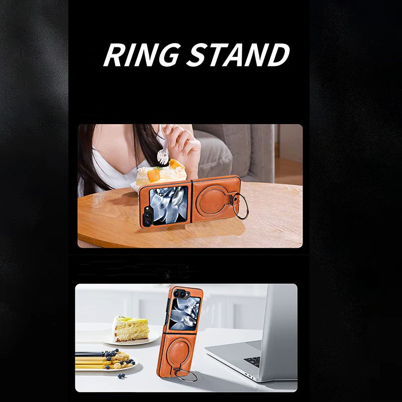 ✨Luxury PU Leather Magnetic Phone Case with Ring Stand for Galaxy Z Flip Series - Image 3