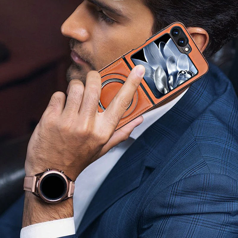 ✨Luxury PU Leather Magnetic Phone Case with Ring Stand for Galaxy Z Flip Series - Image 5