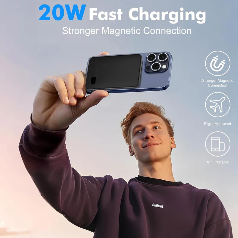 Chargeur sans fil portable magnétique avec écran LED - Image 6