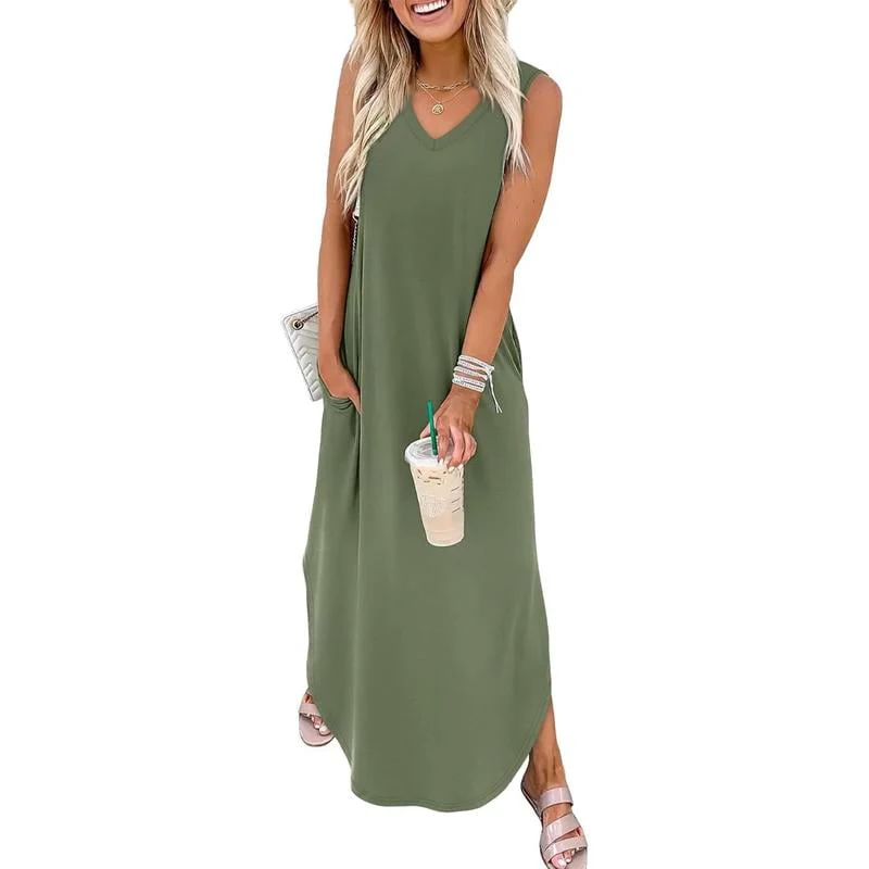 📢🌞 Subvention limitée en été-71% de réduction 🌷 Robes d'été Robe Maxi Vacances Plage Robes de soleil avec poches - Image 7