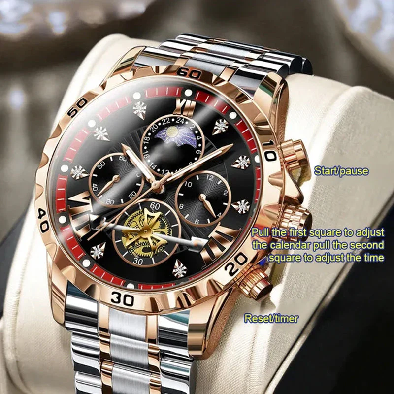 📢📢60 % de réduction !!! 🎅【🎁Le Cadeau de Noël🎁】Montre quartz lumineuse et étanche pour homme avec roue à ailettes