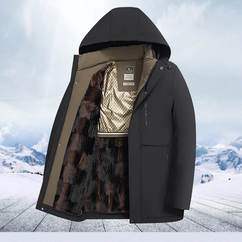 📢65% de réduction!!!📍Manteau thermique d'hiver pour homme avec parka à capuche épaisse
