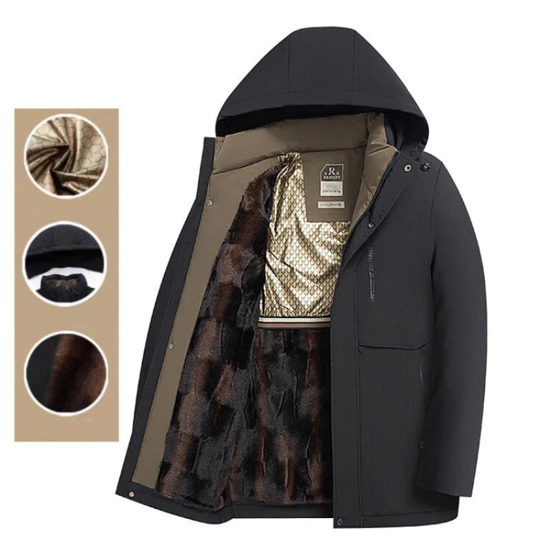 📢65% de réduction!!!📍Manteau thermique d'hiver pour homme avec parka à capuche épaisse - Image 4