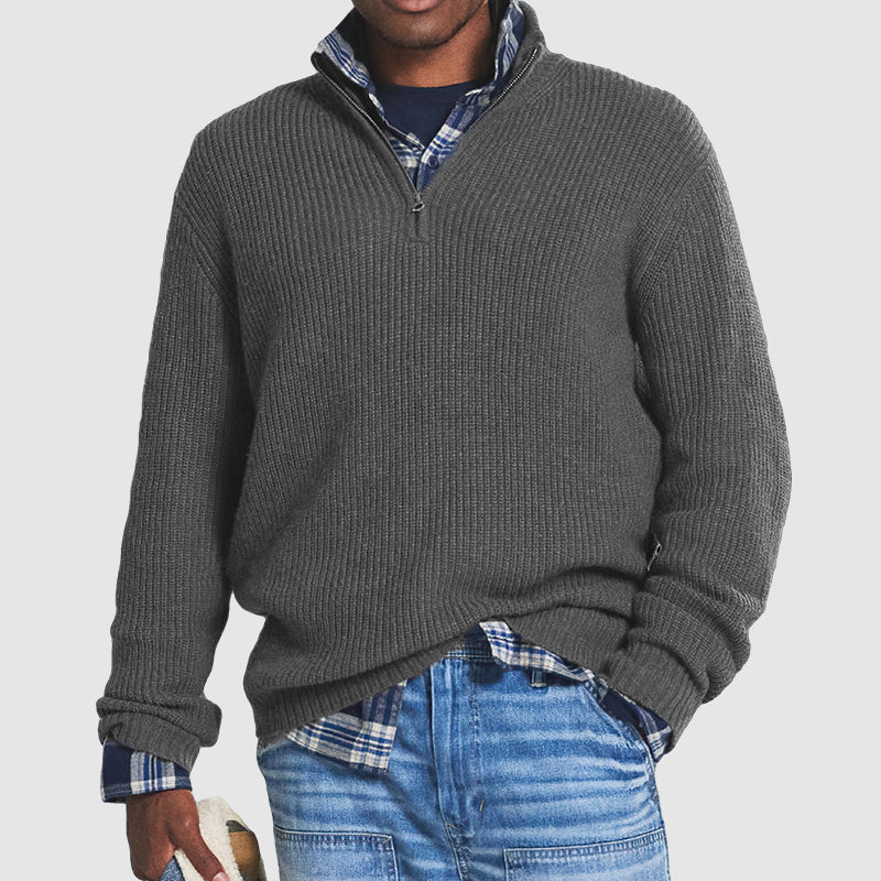 👔Pull zippé décontracté pour homme🚆Tricot lisse anti-bouloches, coupe ajustée et extensible pour plus de confort (lavable en machine) - Image 2