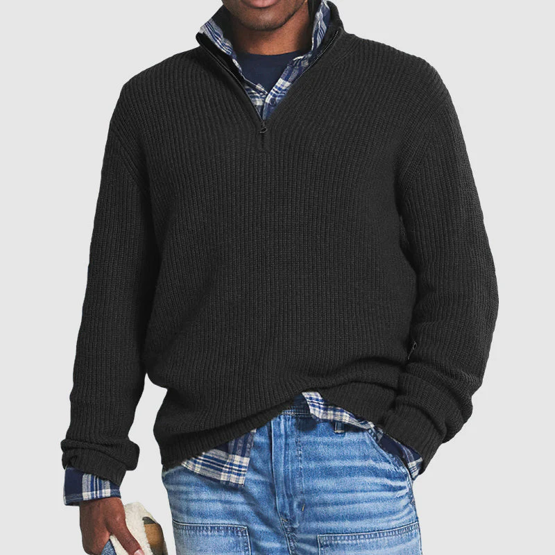 👔Pull zippé décontracté pour homme🚆Tricot lisse anti-bouloches, coupe ajustée et extensible pour plus de confort (lavable en machine) - Image 3