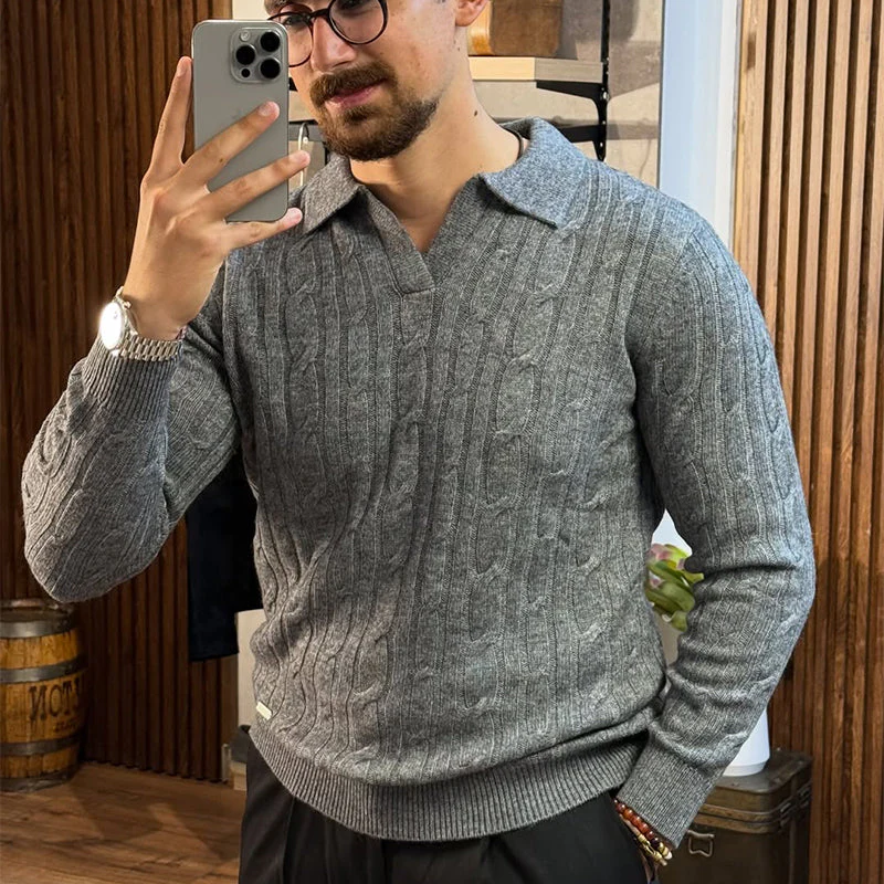 📢📢55% DE RÉDUCTION !!! ✨Pull en maille à col chemisier décontracté pour homme - Image 5