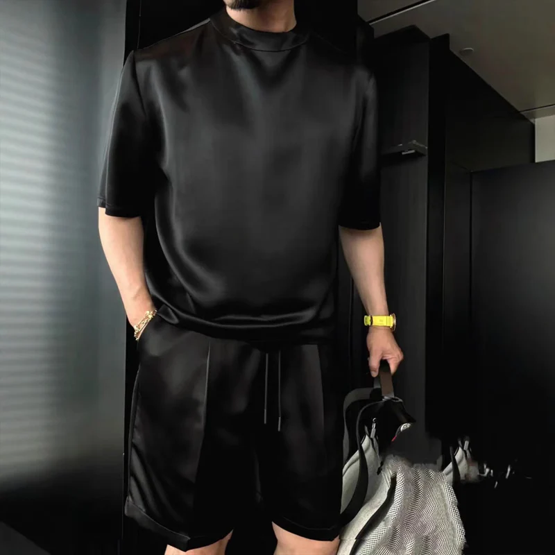 🏆Durée limitée 61% de réduction👱♂️Hommes Casual Solid Top & Shorts Set de 2 pièces - Image 4