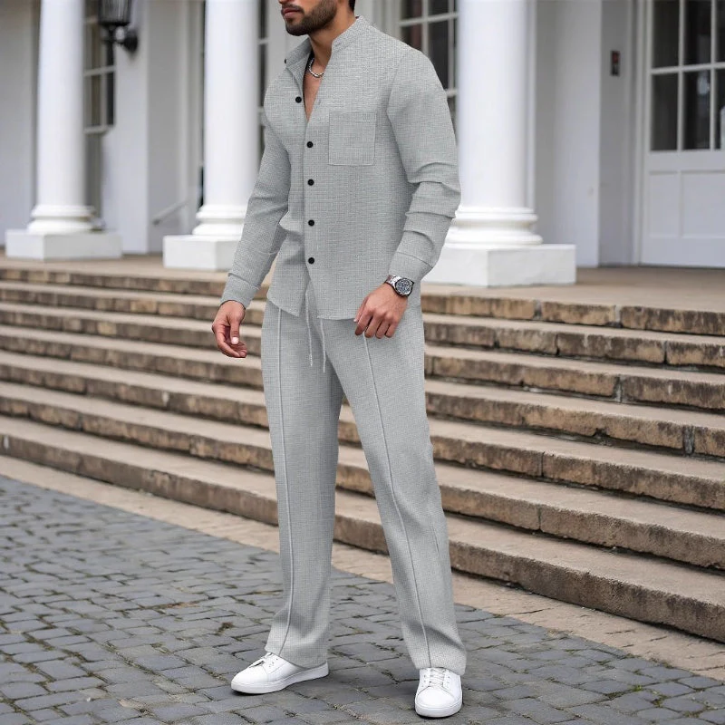 📢📢60 % de réduction !! ⏰Ensemble 2 pièces chemise et pantalon décontractés pour homme - Image 4