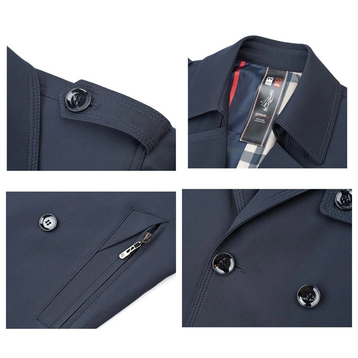 đąđą-60% : Plus que 3 heures !â°â°-Veste Coupe-Vent Double BoutonnĂ©e pour Hommes - Image 9