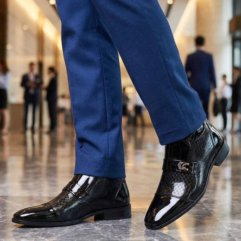 📢📢60 % de réduction !! ⏰Chaussures élégantes en cuir PU brillant pour homme - Image 3