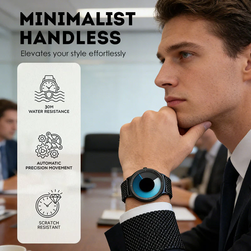 Montre quartz minimaliste imperméable sans aiguilles pour homme