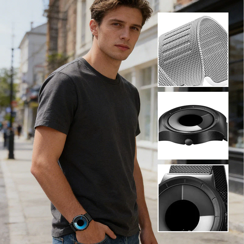 Montre quartz minimaliste imperméable sans aiguilles pour homme - Image 5