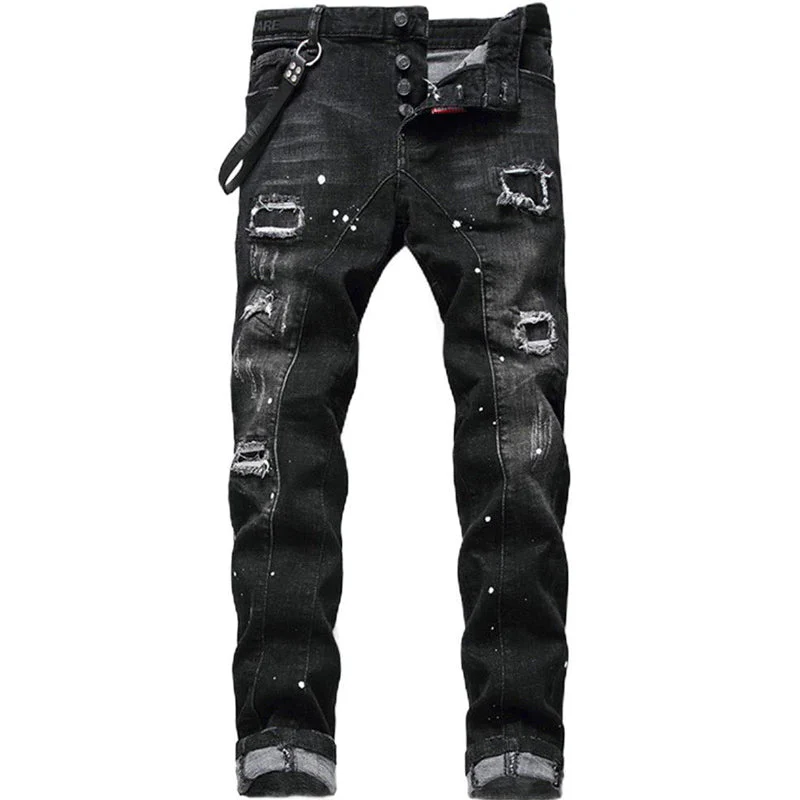 📢📢60 % de réduction !! ⏰Jean slim déchiré effet usé pour homme - Image 9