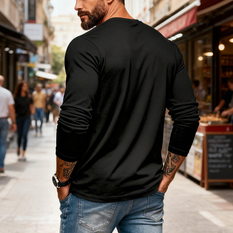 📢📢55 % de réduction !!!✨T-shirt Henley manches longues slim fit pour homme : respirant, élégant & polyvalent ! 👔👕 - Image 4