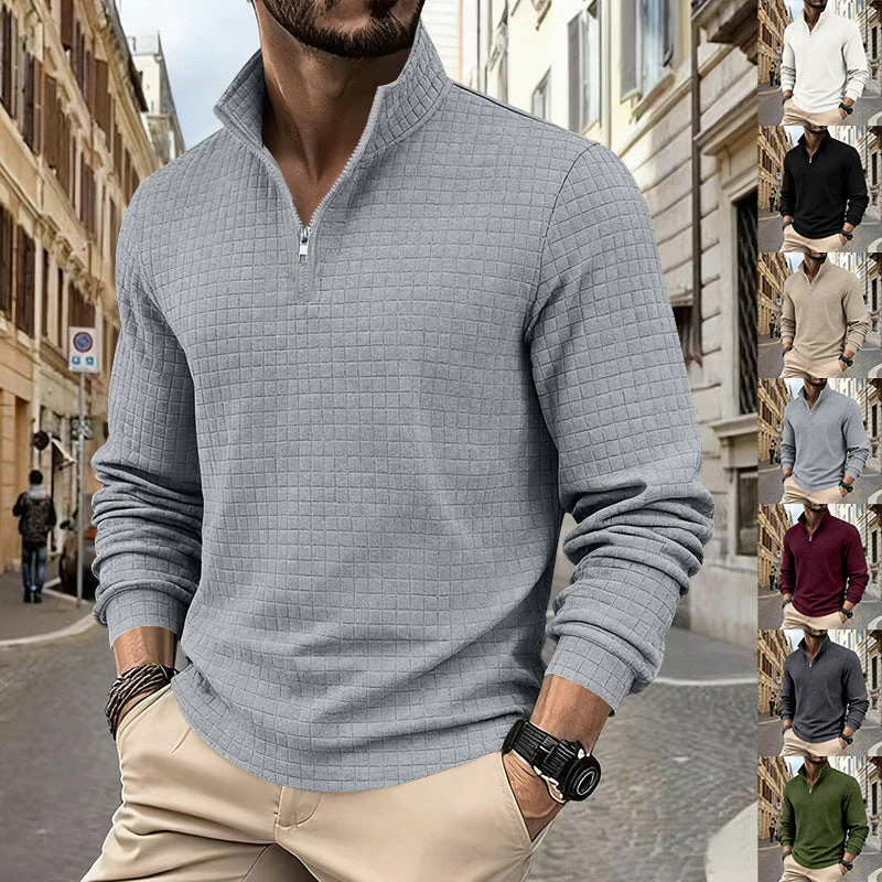 đąđą60 % de rĂ©duction !! â°Sweat-shirt Ă col zippĂ© 1/4 pour homme, en jacquard.