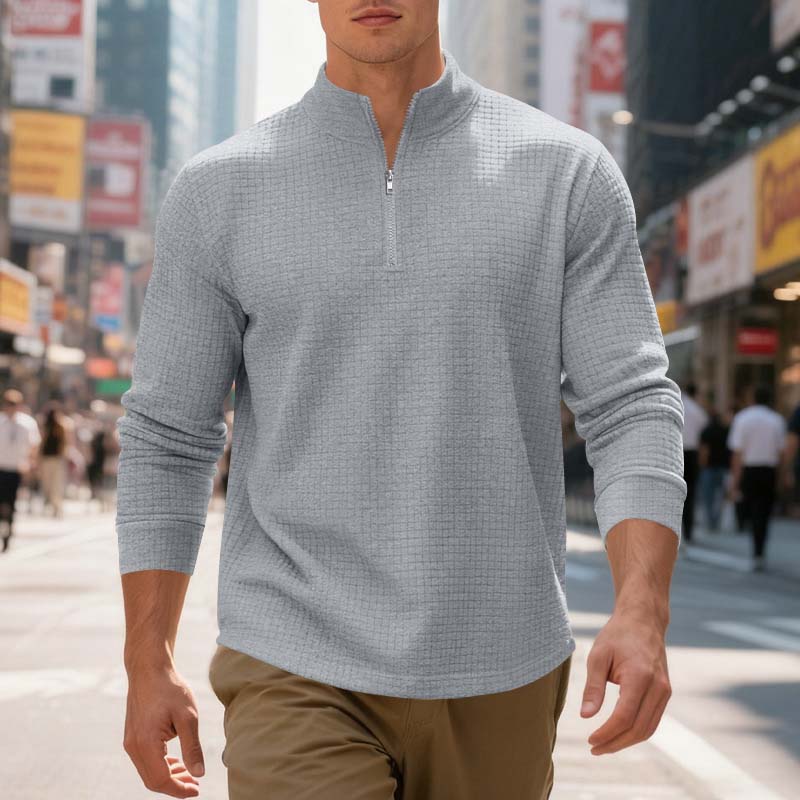 đąđą60 % de rĂ©duction !! â°Sweat-shirt Ă col zippĂ© 1/4 pour homme, en jacquard. - Image 3
